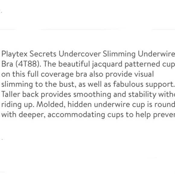 Playtex Secret Undercover Slimming Full Coverage Unlined Underwire Gray Bra 40DD - Picture 4 of 4